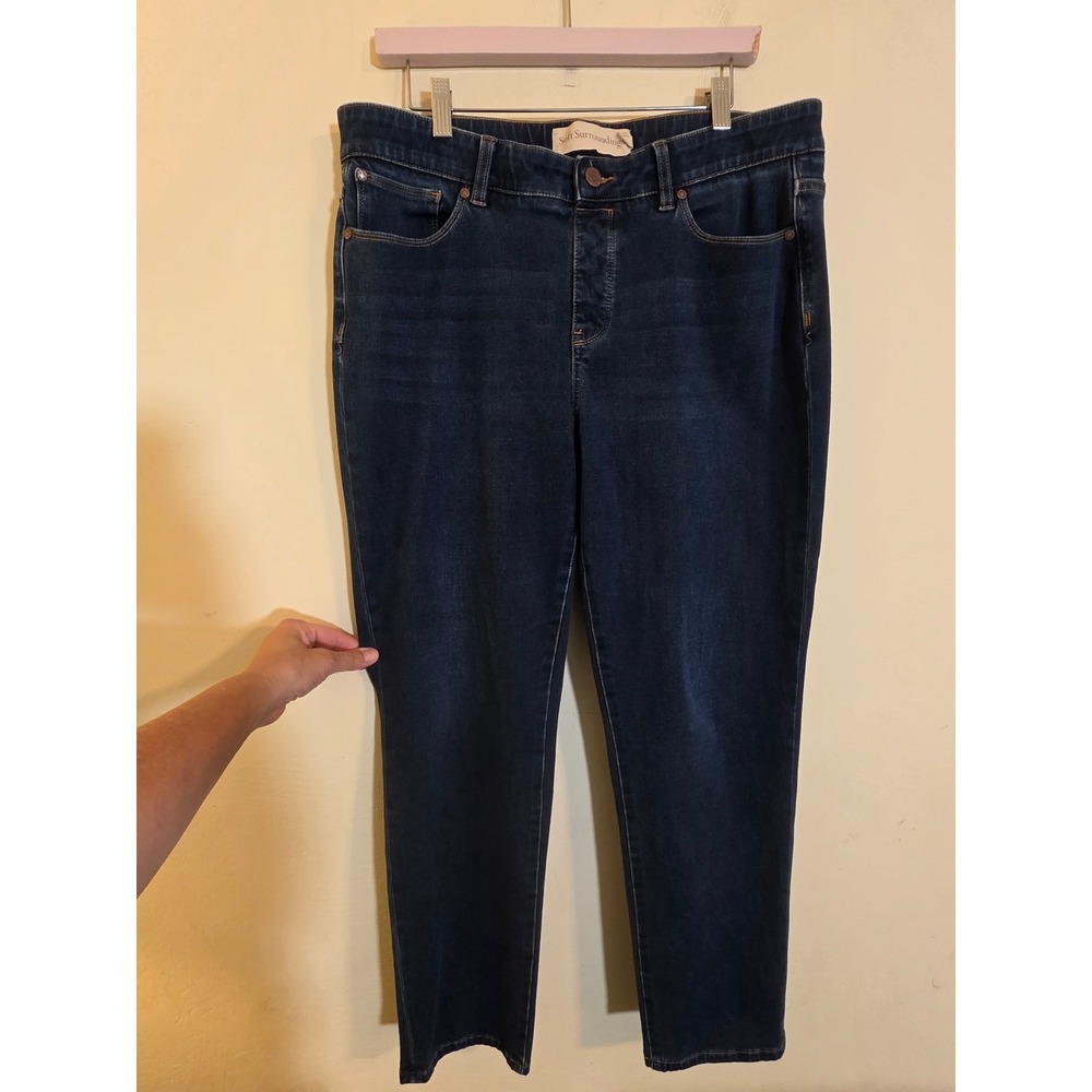 Soft Surroundings Jeans Womens Large Blue The Ultimate Denim Relaxed Straight